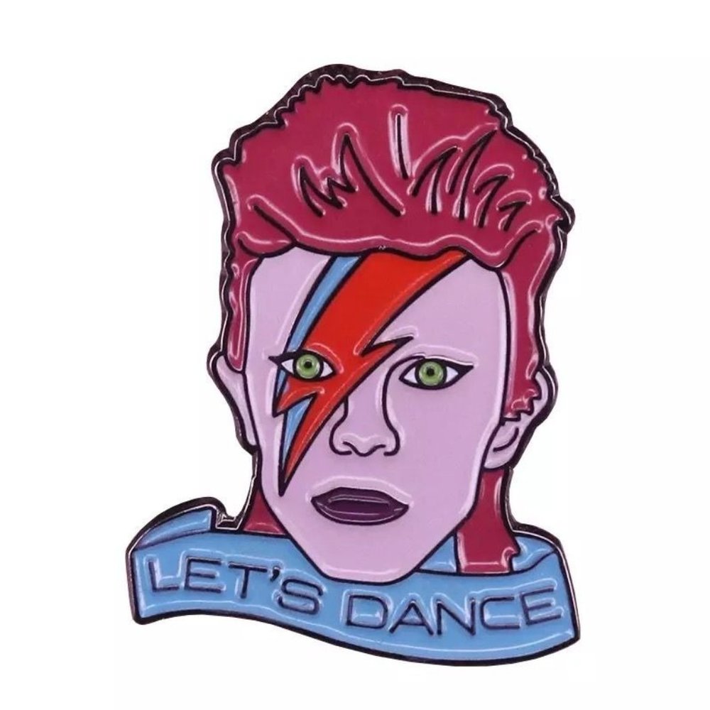 David Bowie pin lightning let's dance white enamel flair rock n roll rockstar 80